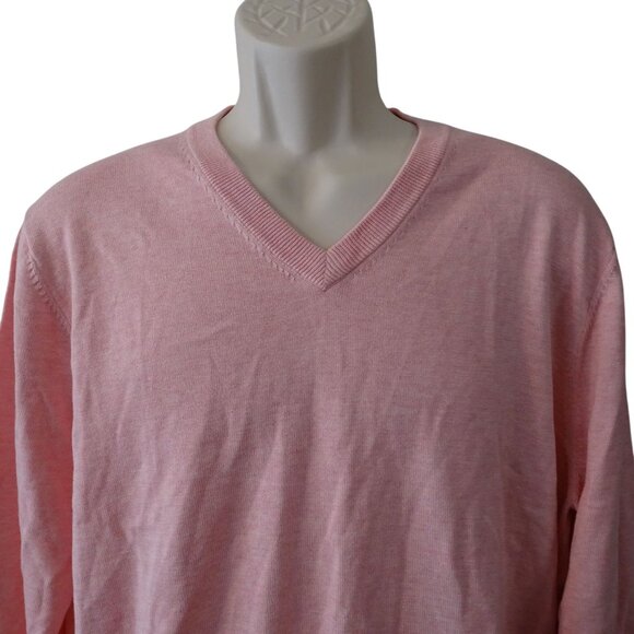 Brooks Brothers V-Neck Sweater Pink Men Size L Preppy Classic Supima Cotton - Picture 2 of 11